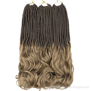 22 Inch Brown Red Straight Goddess Locs With Curly Ends Black Women Synthetic Goddess Faux Locs Crochet Braiding Hair Extensions